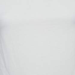 Pre Owned تي شيرت ديزل أبيض بجيرسي بتفاصيل ممزقة مقاس صغير