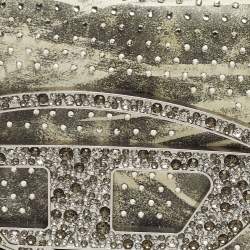 Pre Owned Diesel Crystal Embellished 1DR Olive Green/White Leather Shoulder Bag