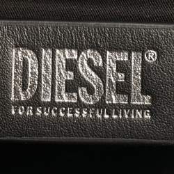 Pre Owned Diesel Crystal Embellished 1DR Olive Green/White Leather Shoulder Bag