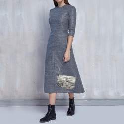 Pre Owned Diesel Crystal Embellished 1DR Olive Green/White Leather Shoulder Bag