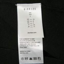 Pre Owned Dion Lee Black Jersey V-Neck Twist Shoulder Detail Midi Dress M