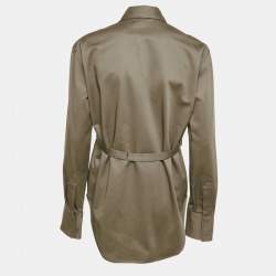 Pre Owned Dion Lee Ash Green Cotton Belted Utility Shirt  S