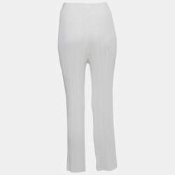 Pre Owned Dion Lee Ivory White Ribbed Knit Pants M