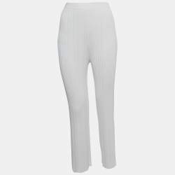 Pre Owned Dion Lee Ivory White Ribbed Knit Pants M