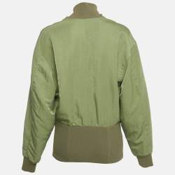 Pre Owned Dion Lee Green Ribbed Hem Nylon Hook Front Jacket M