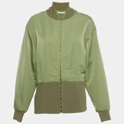 Pre Owned Dion Lee Green Ribbed Hem Nylon Hook Front Jacket M