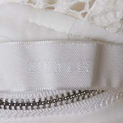 Pre Owned فستان ديون لي قطن شبكي أبيض بكورسيه قصير حجم صغير