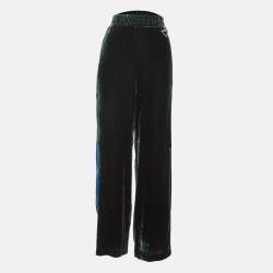 Pre Owned Dion Lee Green/Blue Velvet Straight Fit Trousers M