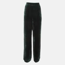 Pre Owned Dion Lee Green/Blue Velvet Straight Fit Trousers M