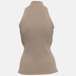 Dion Lee Beige Knit Twisted Cut Out Sleeveless Top M