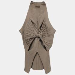 Dion Lee Beige Knit Twisted Cut Out Sleeveless Top M
