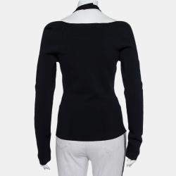Pre Owned Dionlee Black Knit Cutaway Halterneck Long Sleeve Top L