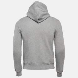 Dior Homme Grey Logo Embroidered Cotton Knit Hooded Sweatshirt XXS