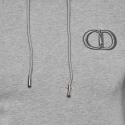 Dior Homme Grey Logo Embroidered Cotton Knit Hooded Sweatshirt XXS