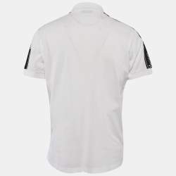 Pre Owned Dior Homme Cotton Pique Contrast Logo Tape Trimmed Polo T-Shirt L