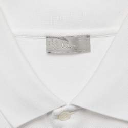 Pre Owned Dior Homme Cotton Pique Contrast Logo Tape Trimmed Polo T-Shirt L