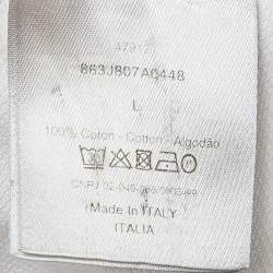 Pre Owned Dior Homme Cotton Pique Contrast Logo Tape Trimmed Polo T-Shirt L