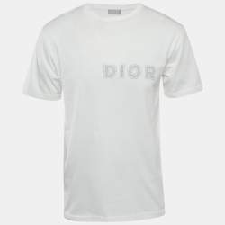 Dior Homme White Cotton Logo Printed Crew Neck T-Shirt S