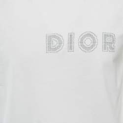 Dior Homme White Cotton Logo Printed Crew Neck T-Shirt S