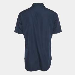 مملوكة مسبقًا Dior Homme Navy Blue Cotton Short Sleeve Shirt L