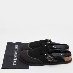 Pre Owned Dior Homme x Birkenstock Black Suede and Rubber Limited Edition Flat Slides Size 45