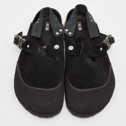 Pre Owned Dior Homme x Birkenstock Black Suede and Rubber Limited Edition Flat Slides Size 45