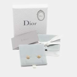 Pre Owned Dior Cannage Faux Pearl Gold Tone Earrings