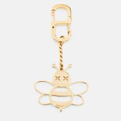 Pre Owned Dior X Kaws Bee Gold Tone Keychain