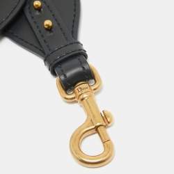 Dior Navy Blue Embroidered Canvas and Leather Shoulder Bag Strap