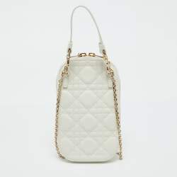 Dior White Cannage Leather Lady Dior Call'in Dior Phone Holder