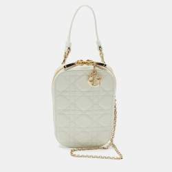 Dior White Cannage Leather Lady Dior Call'in Dior Phone Holder