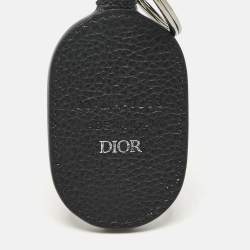 Pre Owned Dior Black Leather CD Icon Signature Key Ring