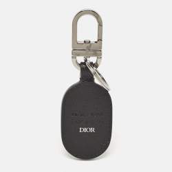 Pre Owned Dior Black Leather CD Icon Signature Key Ring
