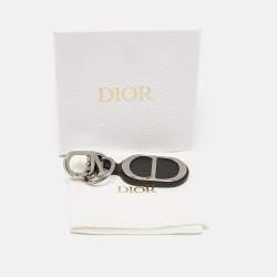 Pre Owned Dior Black Leather CD Icon Signature Key Ring