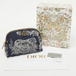 Dior Blue Toile de Jouy Reverse Jacquard Canvas 30 Montaigne Cosmetic Pouch