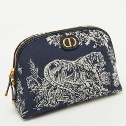 Dior Blue Toile de Jouy Reverse Jacquard Canvas 30 Montaigne Cosmetic Pouch