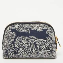 Dior Blue Toile de Jouy Reverse Jacquard Canvas 30 Montaigne Cosmetic Pouch