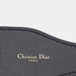 Dior Grey/Black Logo Embroidered Canvas And Black Leather Saddle Belt 80CM