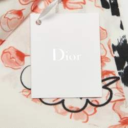 Pre Owned Dior White Floral Hello Dior Print Silk Bandana Scarf 