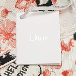 Dior White Floral Hello Dior Print Silk Bandana Scarf 