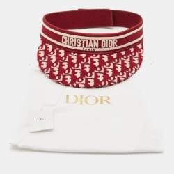 Dior Red Oblique Jacquard Canvas Visor Cap