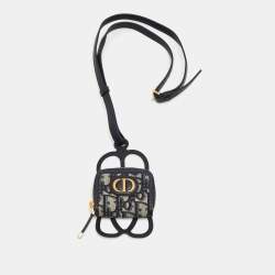 Dior Navy Blue Oblique Canvas and Rubber 30 Montaigne Phone Cover with Airpods Pro Case