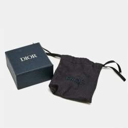 Dior CD Icon Braided Leather Silver Tone Double Bracelet