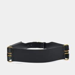Dior Black Leather Saddle Pouch Waist Belt 85CM
