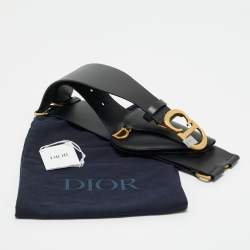 Dior Black Leather Saddle Pouch Waist Belt 85CM