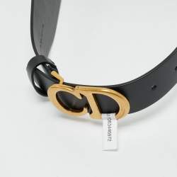 Dior Black Leather Saddle Pouch Waist Belt 85CM