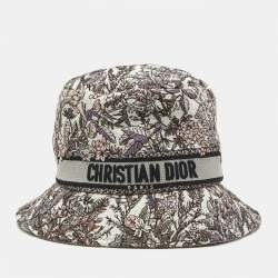 Pre Owned Christian Dior Purple Floral Embroidered Cotton Bob-D Bobby Hat 
