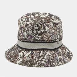 Pre Owned Christian Dior Purple Floral Embroidered Cotton Bob-D Bobby Hat 