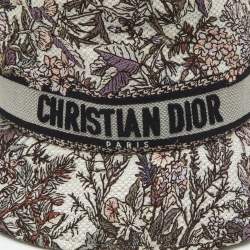 Pre Owned Christian Dior Purple Floral Embroidered Cotton Bob-D Bobby Hat 