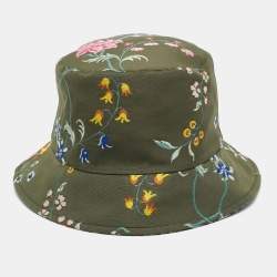 Pre Owned Christian Dior Green Teddy-d Dior Petites Fleurs Reversible Bucket Hat Size 57